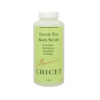 Green Tea Body Scrub, labeled as Antioxidant, Moisturizing, Detoxifying, Exfoliating