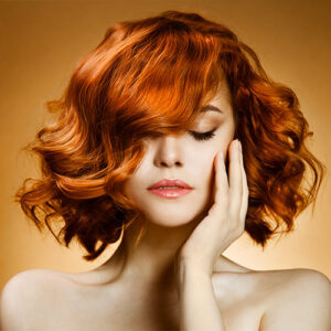 Redhead model closeup